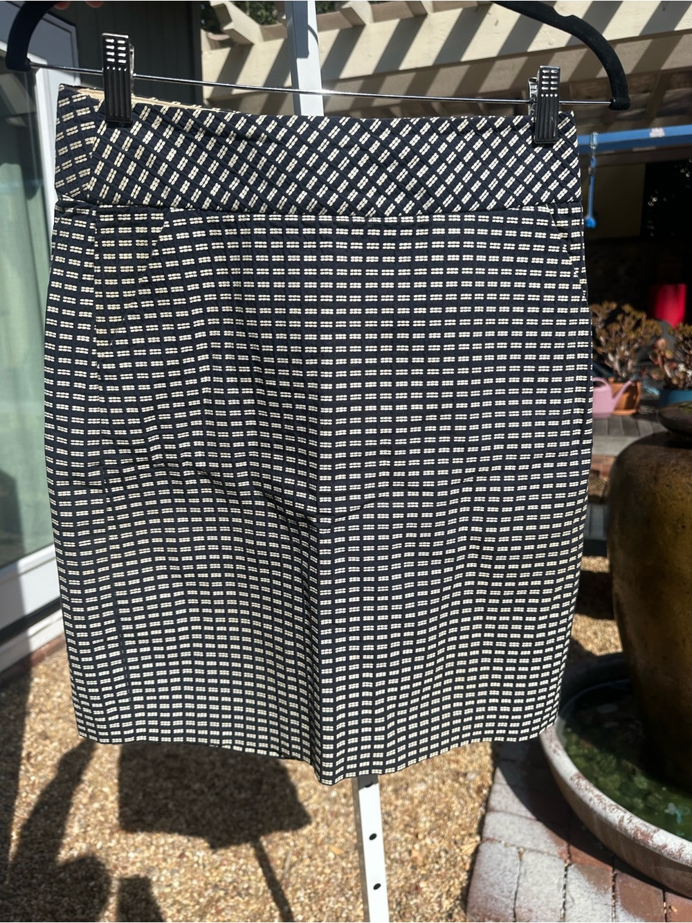 Trina Turk Black and White Geometric Pencil Skirt